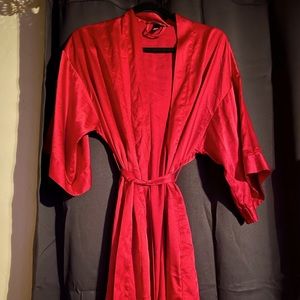 Red Victoria’s Secret silk short robe